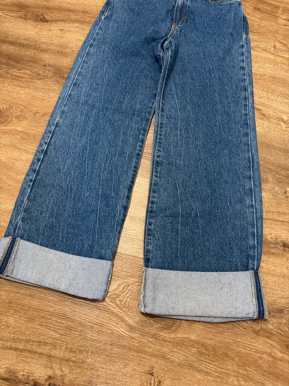 Pilcro The‎ Austyn High-Rise Cuffed Wide-Leg Jeans Medium Blue Size 26 Petite - Picture 4 of 7